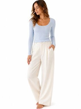 Wild Fable Baby Blue Fitted Long Sleeve Top L NWT Balletcore Basic